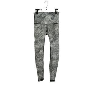 Lululemon Wunder Under Pant Hi-Rise Luon Spray Jacquard White Black Sz 8 Medium